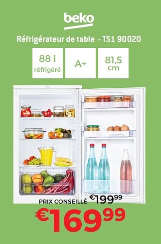 Promoties Beko réfrigérateur de table - ts1 90020 - Beko - Geldig van 01/09/2018 tot 30/09/2018 bij Exellent