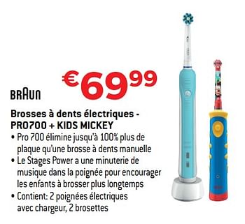 Promotions Braun brosses à dents électriques - pro700 + kids mickey - Braun - Valide de 01/09/2018 à 30/09/2018 chez Exellent