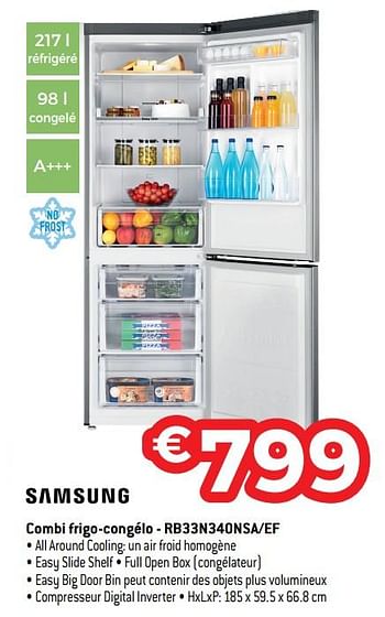 Promotions Samsung combi frigo-congélo - rb33n340nsa-ef - Samsung - Valide de 01/09/2018 à 30/09/2018 chez Exellent