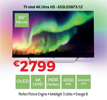 Promotions Tv oled 4k ultra hd - 65oled873-12 - Philips - Valide de 01/09/2018 à 30/09/2018 chez Exellent