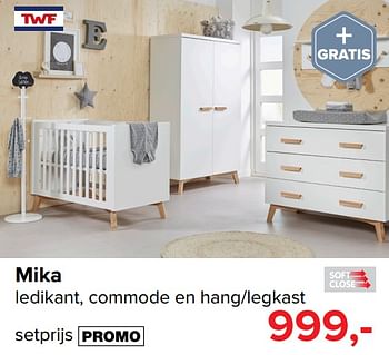 Promoties Mika ledikant, commode en hang-legkast - TWF - Geldig van 01/09/2018 tot 01/10/2018 bij Baby-Dump