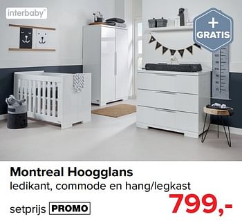 Promotions Montreal hoogglans ledikant, commode en hang-legkast - Interbaby - Valide de 01/09/2018 à 01/10/2018 chez Baby-Dump