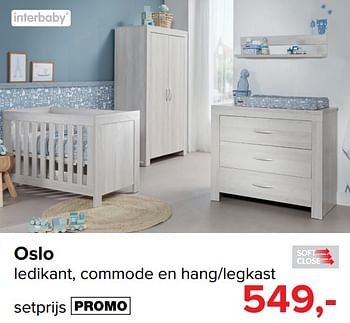 Promotions Oslo ledikant, commode en hang-legkast - Interbaby - Valide de 01/09/2018 à 01/10/2018 chez Baby-Dump