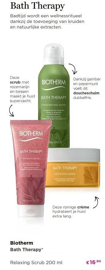 Promoties Biotherm bath therapy relaxing scrub - Biotherm - Geldig van 03/09/2018 tot 30/09/2018 bij ICI PARIS XL