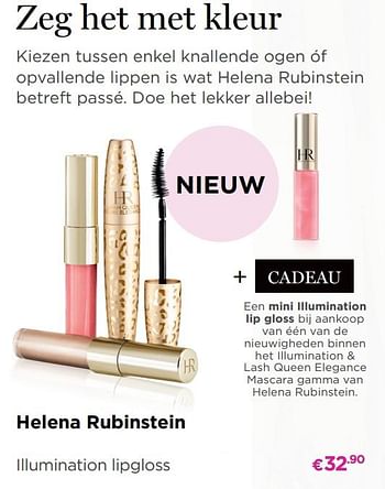 Promoties Helena rubinstein illumination lipgloss - Helena Rubinstein - Geldig van 03/09/2018 tot 30/09/2018 bij ICI PARIS XL