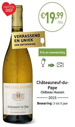 Promoties Châteauneuf-du- pape château husson - Witte wijnen - Geldig van 04/09/2018 tot 23/09/2018 bij Intermarche