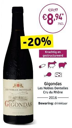 Promoties Gigondas les nobles dentelles cru du rhône - Rode wijnen - Geldig van 04/09/2018 tot 23/09/2018 bij Intermarche