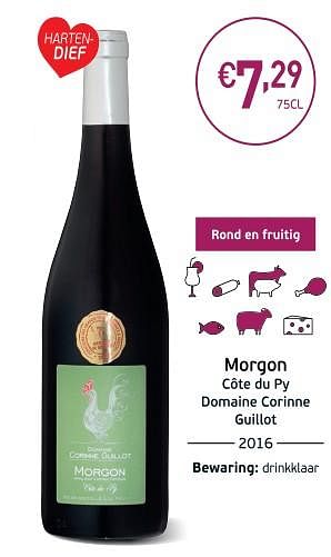 Promoties Morgon côte du py domaine corinne guillot - Rode wijnen - Geldig van 04/09/2018 tot 23/09/2018 bij Intermarche