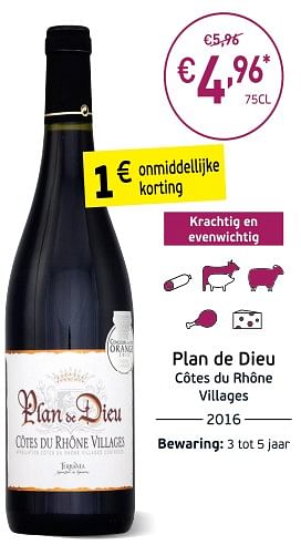 Promoties Plan de dieu côtes du rhône villages - Rode wijnen - Geldig van 04/09/2018 tot 23/09/2018 bij Intermarche