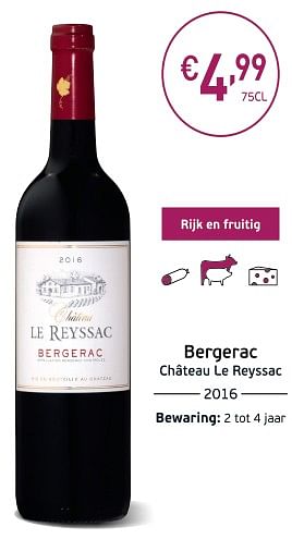 Promoties Bergerac château le reyssac - Rode wijnen - Geldig van 04/09/2018 tot 23/09/2018 bij Intermarche