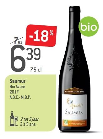 Promoties Saumur bio azuré 2017 - Rode wijnen - Geldig van 05/09/2018 tot 02/10/2018 bij Match