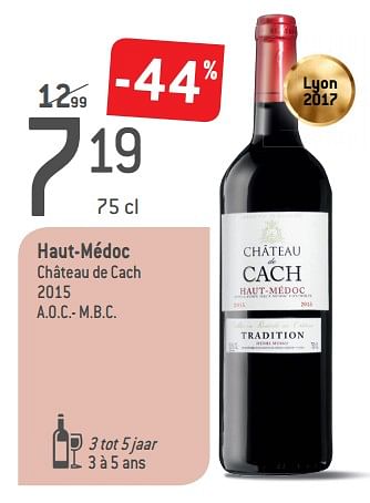 Promotions Haut-médoc château de cach 2015 - Vins rouges - Valide de 05/09/2018 à 02/10/2018 chez Match