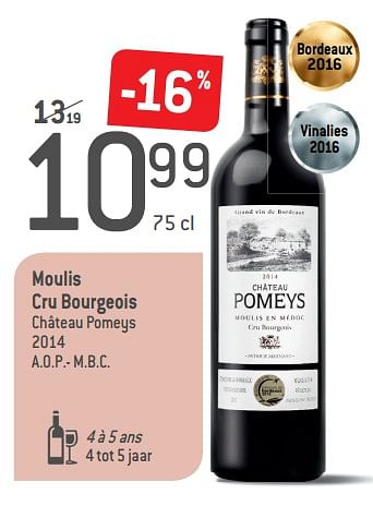 Promotions Moulis cru bourgeois château pomeys 2014 - Vins rouges - Valide de 05/09/2018 à 02/10/2018 chez Match