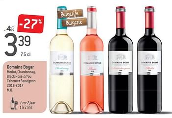 Promoties Domaine boyar merlot, chardonnay, black rosé of -ou cabernet sauvignon 2016-2017 - Rode wijnen - Geldig van 05/09/2018 tot 02/10/2018 bij Match