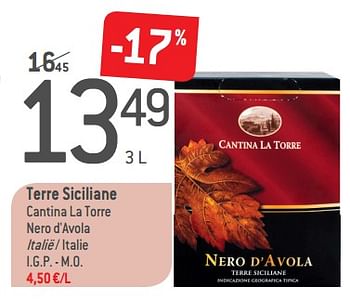 Promoties Terre siciliane cantina la torre nero d`avola italië - italie i.g.p. - m.o - Rode wijnen - Geldig van 05/09/2018 tot 02/10/2018 bij Match