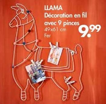 Promotions Llama décoration en fil avec 9 pinces - Produit maison - Casa - Valide de 27/08/2018 à 30/09/2018 chez Casa