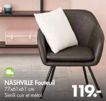 Promotions Nashville fauteuil - Produit maison - Casa - Valide de 27/08/2018 à 30/09/2018 chez Casa