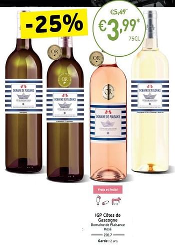 Promotions Côtes de gascogne - Vins rosé - Valide de 04/09/2018 à 23/09/2018 chez Intermarche