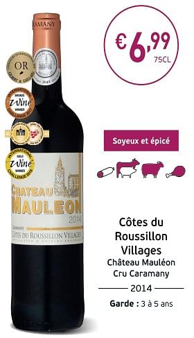 Promoties Côtes du roussillon villages château mauléon cru caramany - Rode wijnen - Geldig van 04/09/2018 tot 23/09/2018 bij Intermarche