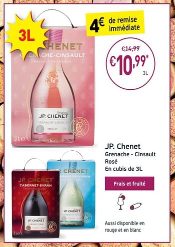 Promotions Jp chenet grenache - cinsault - Vins rosé - Valide de 04/09/2018 à 23/09/2018 chez Intermarche