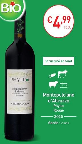 Promoties Montepulciano d`abruzzo phyllo rood - Rode wijnen - Geldig van 04/09/2018 tot 23/09/2018 bij Intermarche