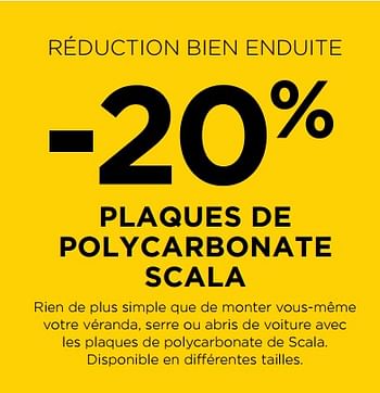 Promotions -20% plaques de polycarbonate scala - Scala - Valide de 30/08/2018 à 26/09/2018 chez Molecule