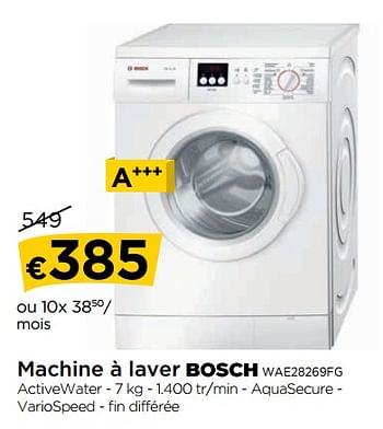 Promotions Machine à laver bosch wae28269fg - Bosch - Valide de 30/08/2018 à 26/09/2018 chez Molecule