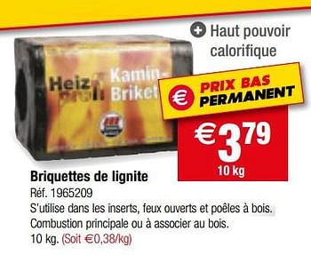 Promotions Briquettes de lignite - Heizprofi - Valide de 12/09/2018 à 24/09/2018 chez Brico