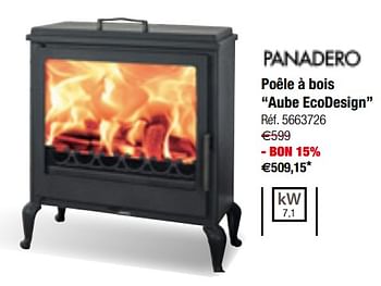 Promotions Poêle à bois aube ecodesign - Panadero - Valide de 12/09/2018 à 24/09/2018 chez Brico