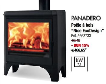 Promotions Poêle à bois nice ecodesign - Panadero - Valide de 12/09/2018 à 24/09/2018 chez Brico