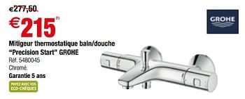 Promotions Mitigeur thermostatique bain-douche precision start grohe - Grohe - Valide de 12/09/2018 à 24/09/2018 chez Brico