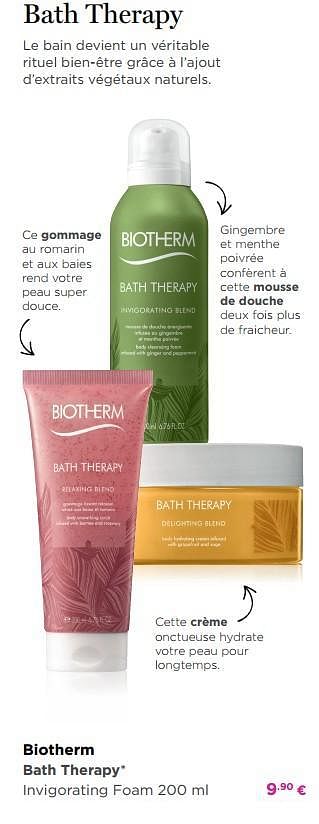 Promotions Biotherm bath therapy* invigorating foam - Biotherm - Valide de 03/09/2018 à 30/09/2018 chez ICI PARIS XL