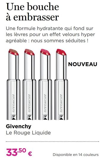 Promotions Givenchy le rouge liquide - Givenchy - Valide de 03/09/2018 à 30/09/2018 chez ICI PARIS XL