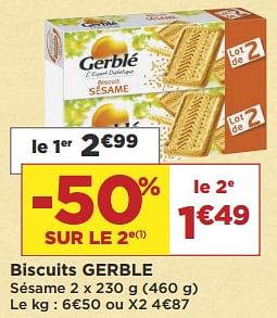 Promotions Biscuits gerble - Gerblé - Valide de 04/09/2018 à 18/09/2018 chez Super Casino