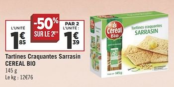 Promoties Tartines craquantes sarrasin cereal bio - Céréal - Geldig van 04/09/2018 tot 18/09/2018 bij Géant Casino
