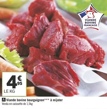 Promotions Viande bovine bourguignon à mijoter - Produit Maison - Géant Casino - Valide de 04/09/2018 à 18/09/2018 chez Géant Casino
