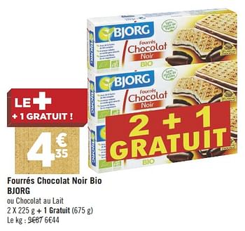 Promotions Fourrés chocolat noir bio bjorg - Bjorg - Valide de 04/09/2018 à 18/09/2018 chez Géant Casino