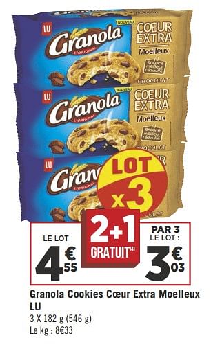 Promotions Granola cookies coeur extra moelleux lu - Lu - Valide de 04/09/2018 à 18/09/2018 chez Géant Casino