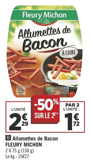 Promotions Allumettes de bacon fleury michon - Fleury Michon - Valide de 04/09/2018 à 18/09/2018 chez Géant Casino