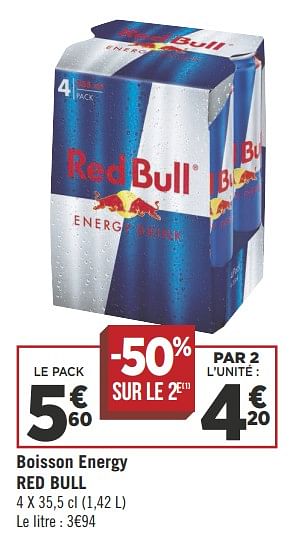 Promotions Boisson energy red bull - Red Bull - Valide de 04/09/2018 à 18/09/2018 chez Géant Casino