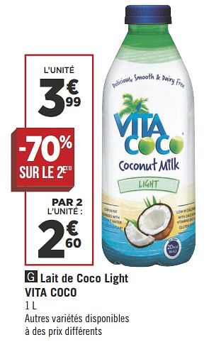 Promotions Lait de coco light vita coco - Vita Coco - Valide de 04/09/2018 à 18/09/2018 chez Géant Casino