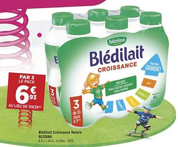 Promotions Blédilait croissance nature bledina - Blédina - Valide de 04/09/2018 à 18/09/2018 chez Géant Casino