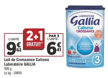 Promotions Lait de croissance calisma laboratoire gallia - Gallia - Valide de 04/09/2018 à 18/09/2018 chez Géant Casino
