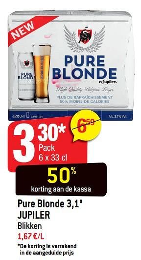 Promoties Pure blonde 3,1 jupiler blikken - Jupiler - Geldig van 11/09/2018 tot 18/09/2018 bij Smatch