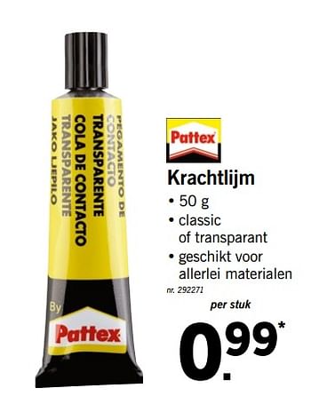 Promoties Krachtlijm - Pattex - Geldig van 17/09/2018 tot 22/09/2018 bij Lidl