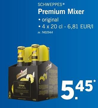 Promoties Premium mixer - Schweppes - Geldig van 17/09/2018 tot 22/09/2018 bij Lidl