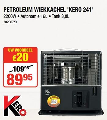 Promoties Petroleum wiekkachel kero 241 - Huismerk - HandyHome - Geldig van 06/09/2018 tot 23/09/2018 bij HandyHome