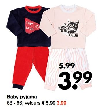 Promotions Baby pyjama - Produit maison - Wibra - Valide de 10/09/2018 à 22/09/2018 chez Wibra