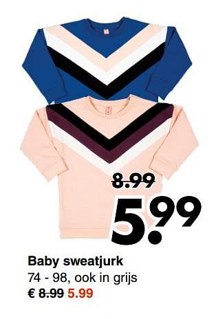 Promoties Baby sweatjurk - Huismerk - Wibra - Geldig van 10/09/2018 tot 22/09/2018 bij Wibra