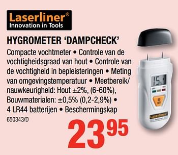 Promoties Hygrometer `dampcheck` - LaserLiner - Geldig van 06/09/2018 tot 23/09/2018 bij HandyHome